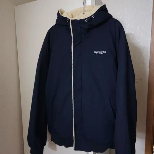 (XL) 디스이즈네버댓 리버시블 쉐르파 패딩 파카 네이비