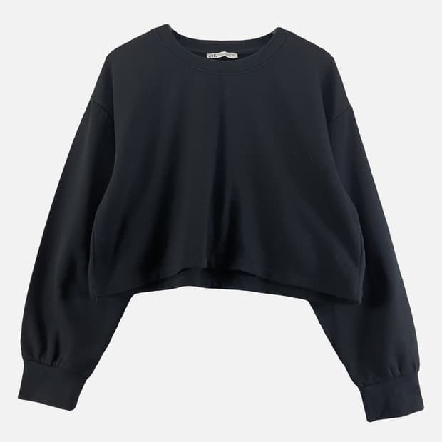 자라 블랙 여자 기모 긴팔티 L N8552