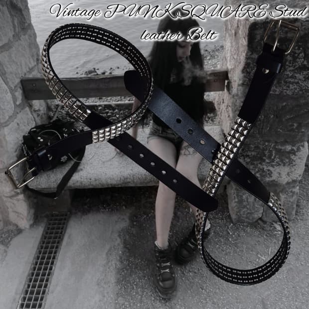 Vintage PUNK SQUARE Stud leather Belt