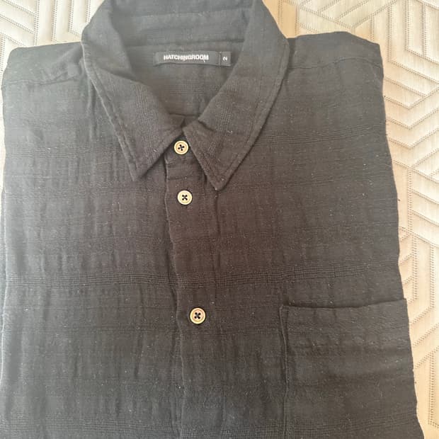 ClassicShirtGauzeStripeOverDyedBlack 2