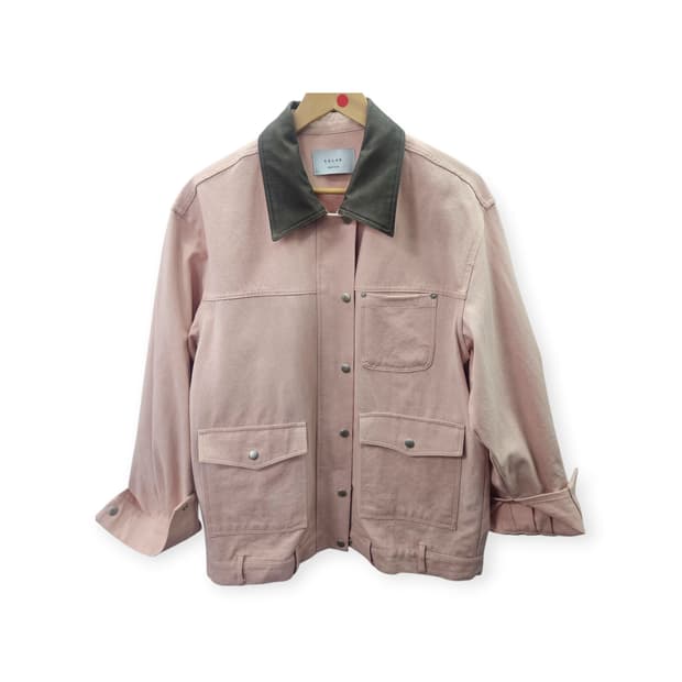 코듀로이 카라 데님 자켓 체크 안감 빈티지 

