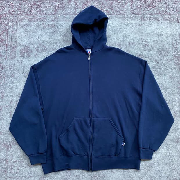 (XXL) 90s 빈티지 러셀 후드집업 네이비