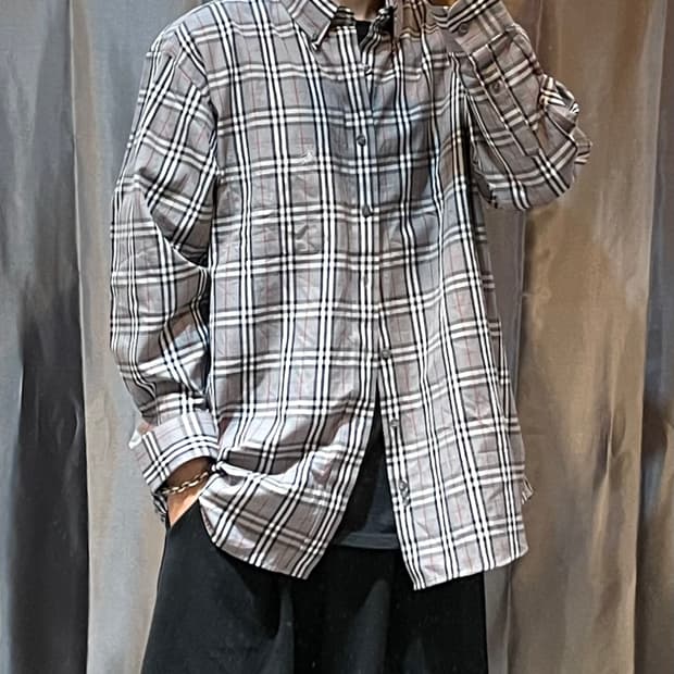 XL 버버리 노바체크 그레이 셔츠