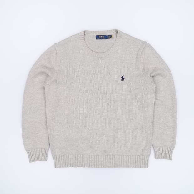 [L] 신형 폴로 QR택 롱슬리브 풀오버 스웨터 니트 회색 3859