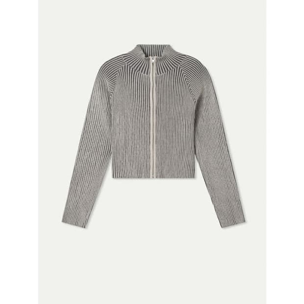 미쏘 골지 투톤 니트 집업 