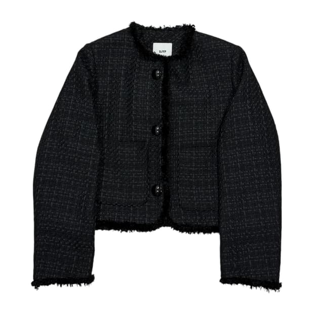 SJYP 에스제이와이피 싱글 트위드 자켓 블랙 M