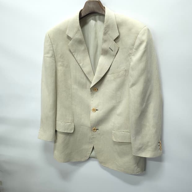 에르메네질도 제냐 소프트 라인 베이지 린넨 블레이저 (스위스 메이드)