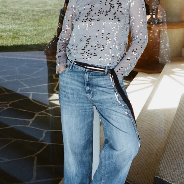 자라 시스루 시퀸 크롭탑