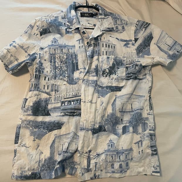 rrl 더블알엘 프린트 캠프 셔츠 m 사이즈