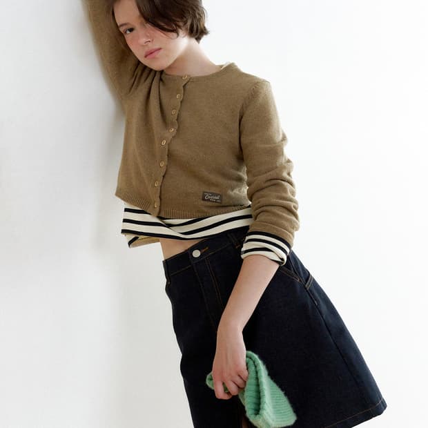 25FW 커버낫 우먼 울 블렌드 크롭 가디건 Olive S사이즈