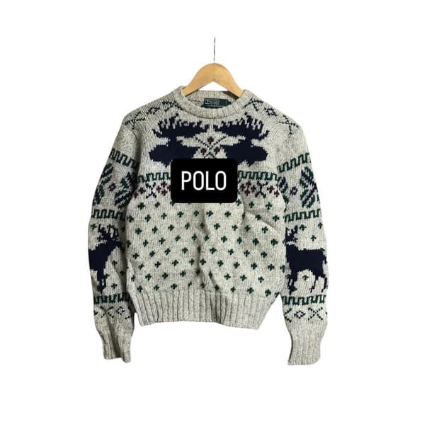 폴로 90s 제펜 노르딕 핸드니트