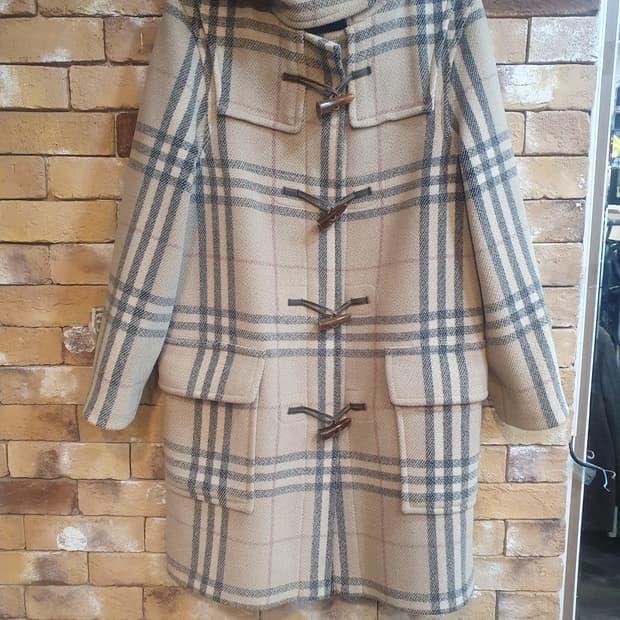 버버리 체크 후드 떡볶이 코트
