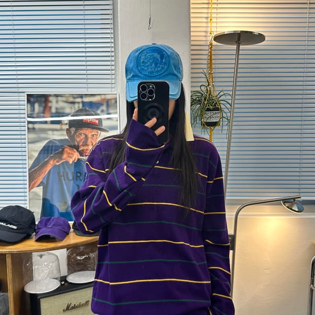 폴로 랄프로렌 스트라이프 카라 니트