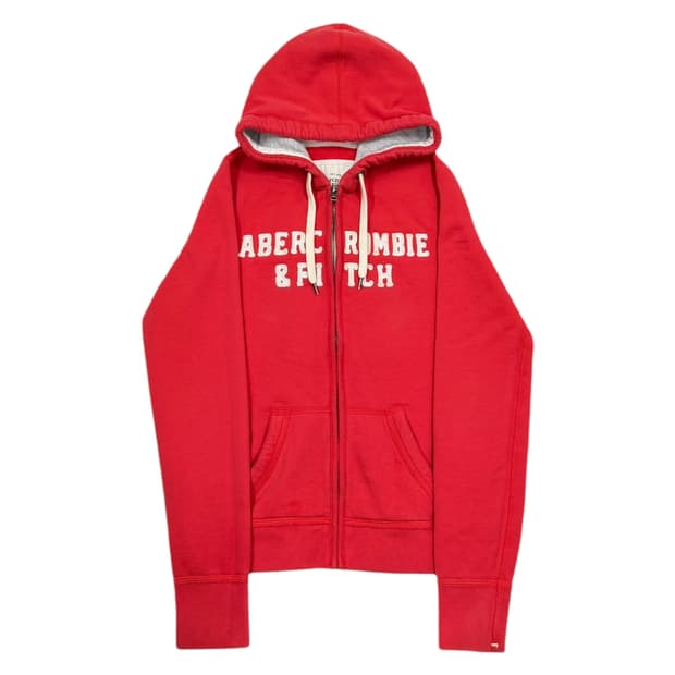 아베크롬비 빈티지 스펠로고 딱붙핏 Y2K 후드집업 자켓 코랄 M