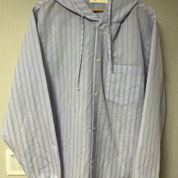 노운 후디드 스트라이프 셔츠 라벤더 1사이즈