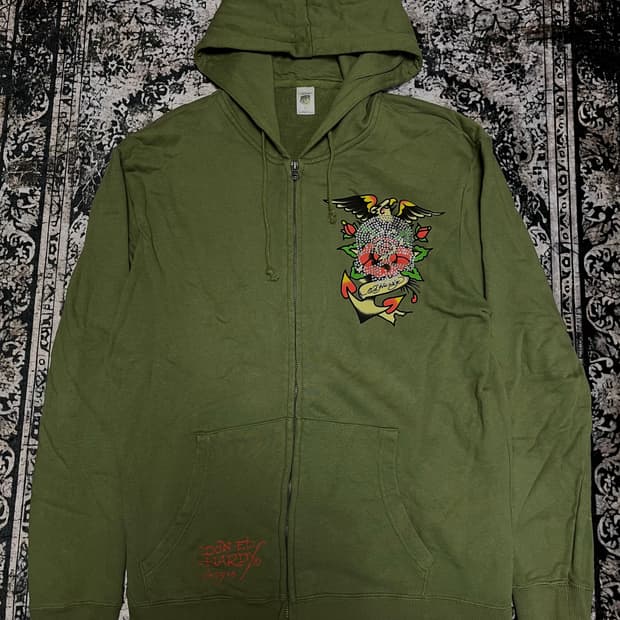 에드하디 올리브 그린 빅로고 후드집업