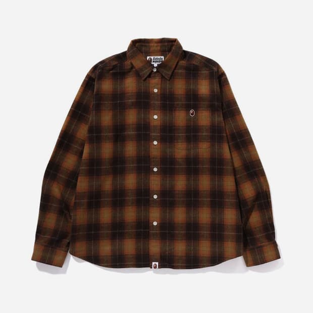 [BAPE] 베이프 에이프 헤드 원포인트 플란넬 체크 셔츠