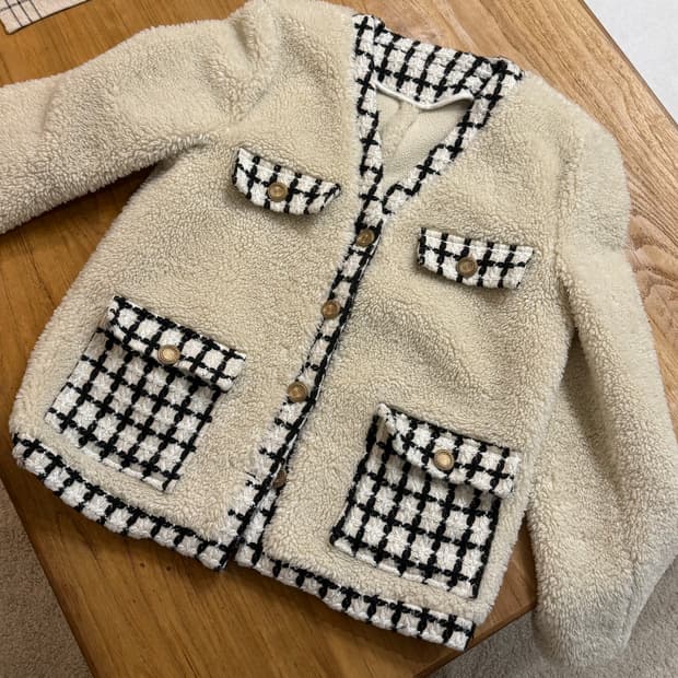 리본타이 나흐나흐 시어링 트위드 자켓