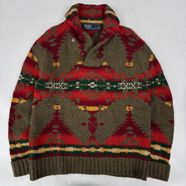 폴로 나바호 숄카라넥 니트