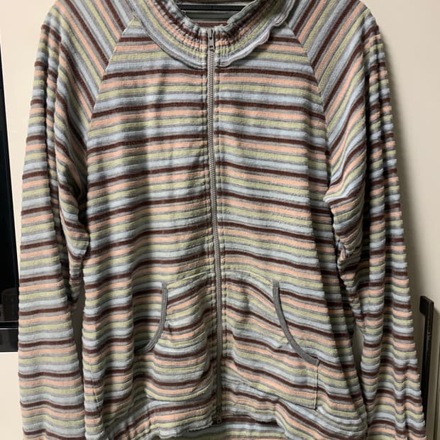 빈티지 스트라이프 셔링 집업