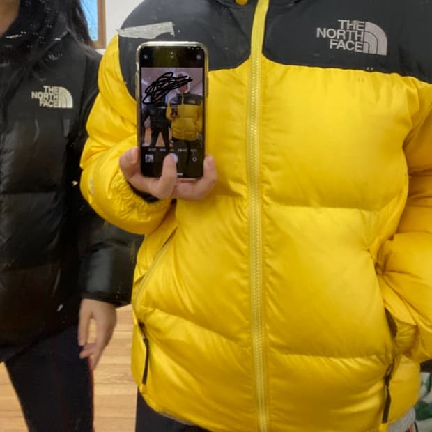 노스페이스 노랑 숏패딩