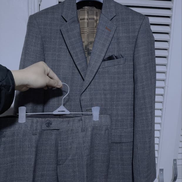 95 바쏘옴므 슬림핏 클래식 체크 정장 수트 세트