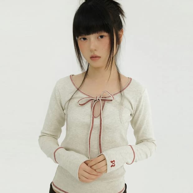 STITCH RIBBON T OATMEAL