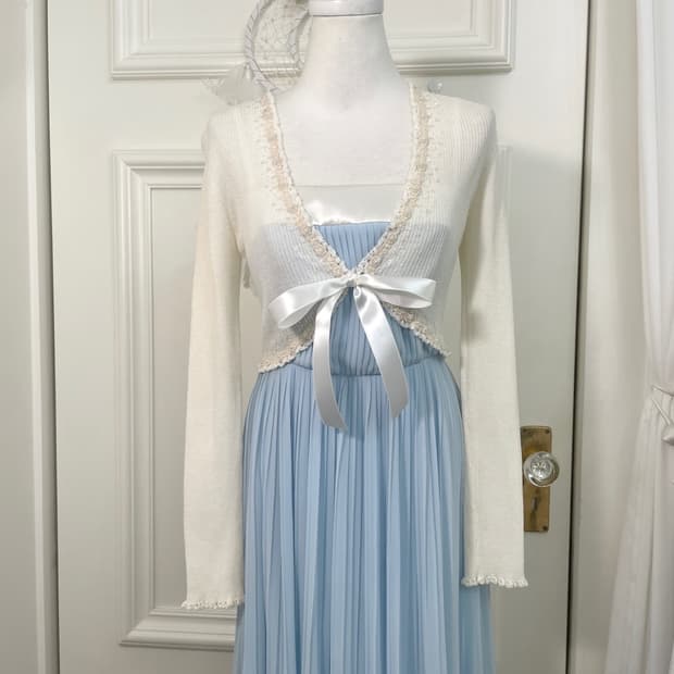 LEST ROSE ivory beads point bolero cardi