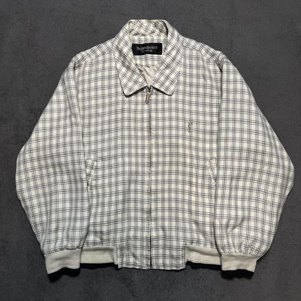 입생로랑 체크 블루종 자켓