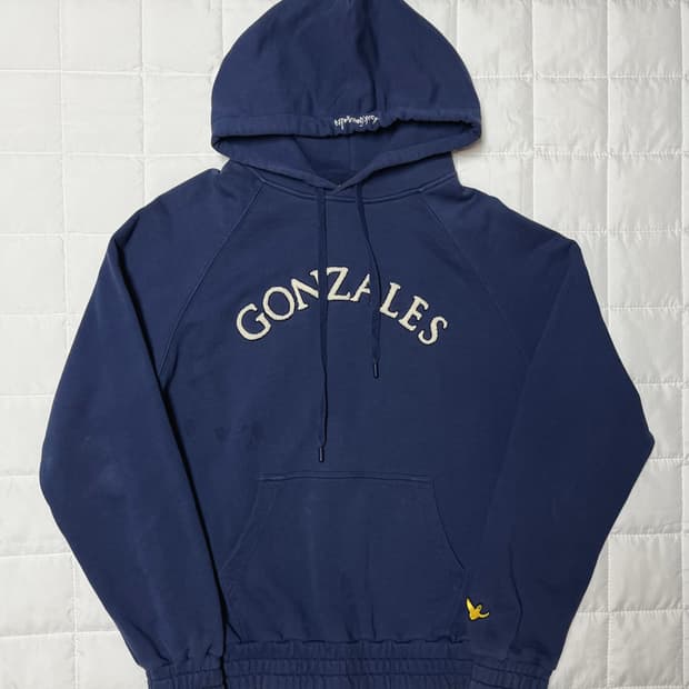 마크곤잘레스 뽀글이 레터링 네이비 후드티