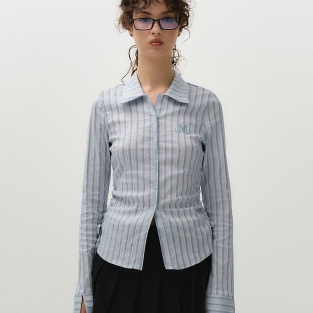미드나잇무브 st shirt blue 스트라이프 셔츠 블루 M