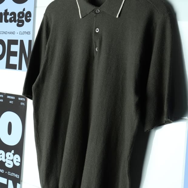 (XL-2XL) 코모도 반팔 티셔츠 링거 니트 카키 놈코어-H31872