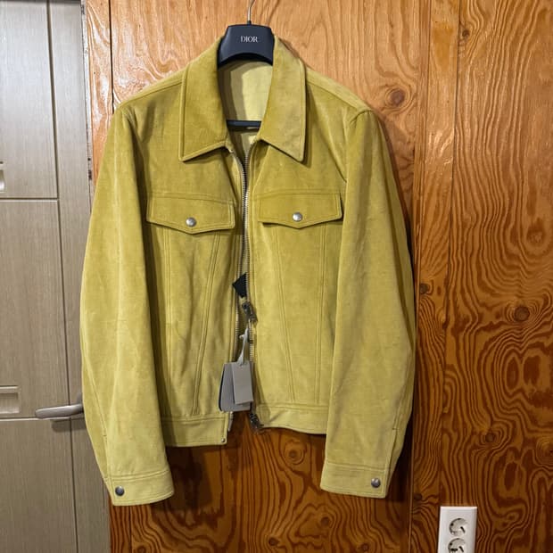 톰포드 올리브 벨벳 레더 트러커 자켓 