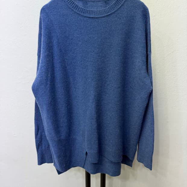 정품) 라운드넥 블루 캐시미어100 니트 스웨터 77~