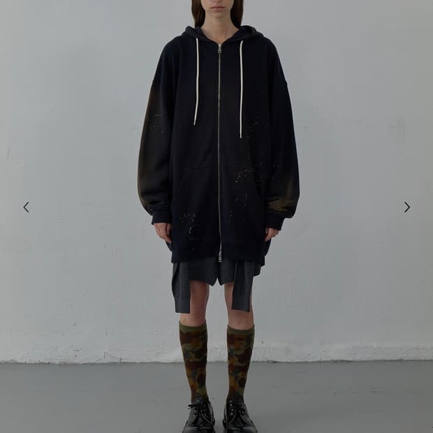 LCDC WASHED LONG ZIP-UP HOODIE (NAVY)