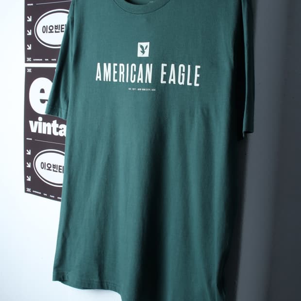(L-XL) 아메리칸 이글 반팔 티셔츠 빅로고 그린 아메카지-H32426