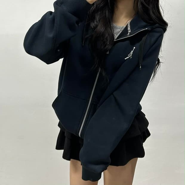 나이키 에어 조던 블랙 스웻 후드집업 희귀져지(M)