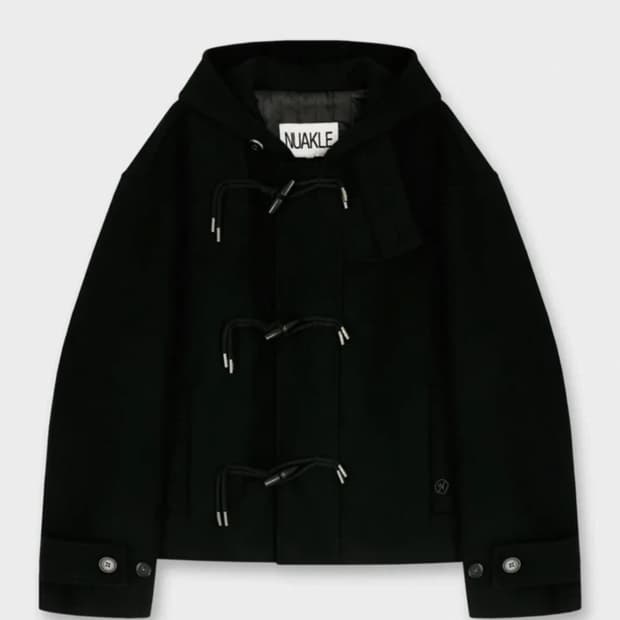 누아클레 후드 블랙 숏 코트