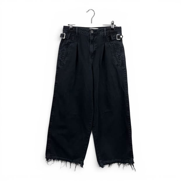 (26) 자라 크롭 와이드 블랙 커팅 진