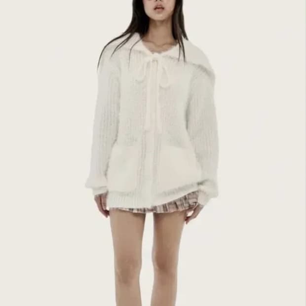 클리시어 바닐라 푸딩 퍼 가디건