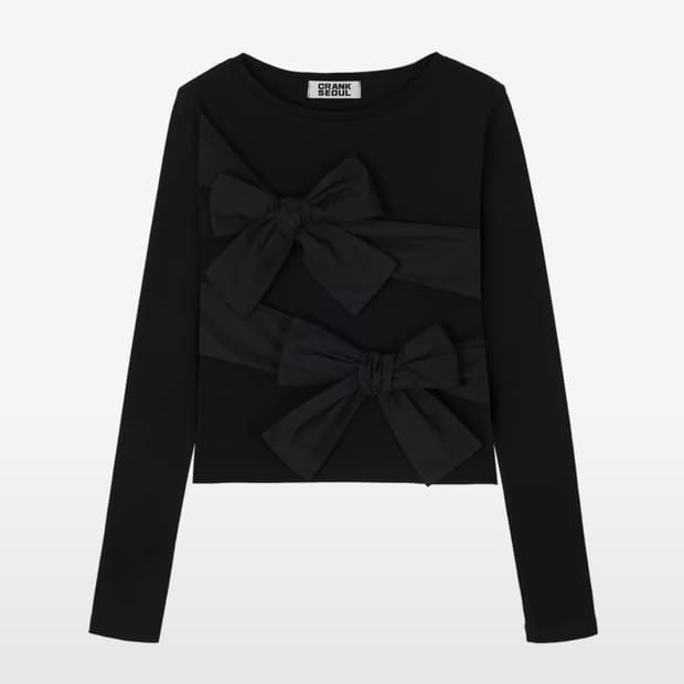 크랭크 더블 리본 타이드 탑