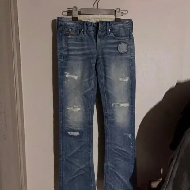 빈티지 찢청 부츠컷 로우 데님 팬츠