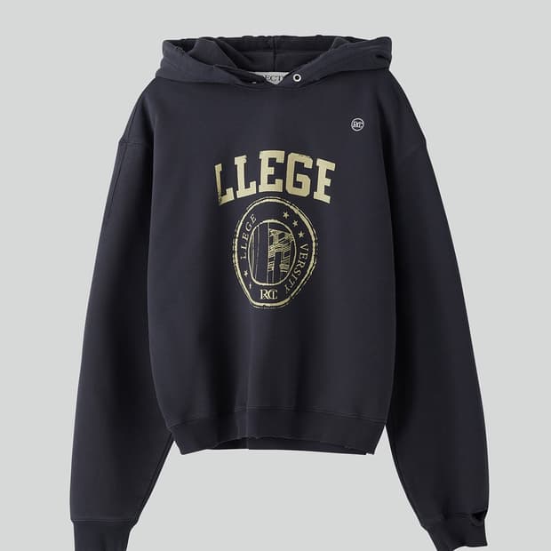 렉토 LLEGE 로고 후드티 차콜