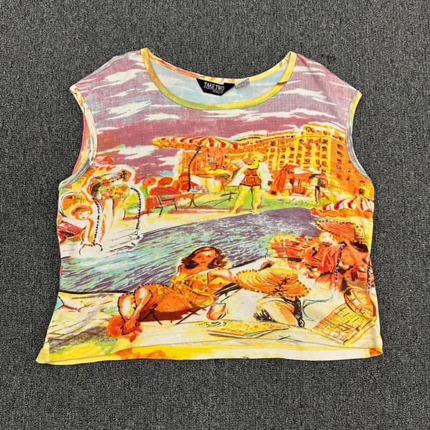 M)Take Two Clothing y2k 스팽글 디테일 그래픽 나시