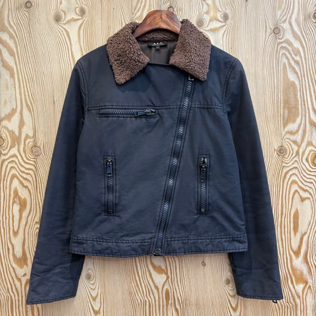 아페쎄 사선 집업 바이커 자켓