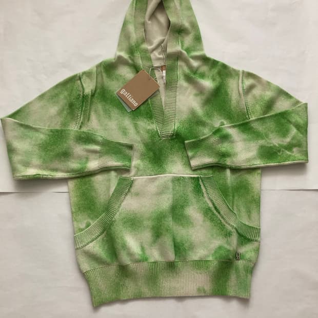 갈리아노 페인트가공 후드 풀오버 니트