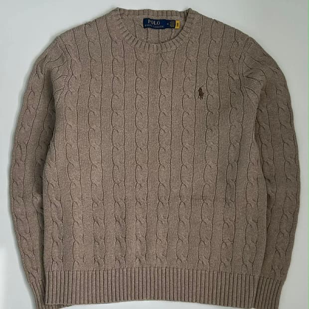 [M] 폴로 랄프로렌 신형 큐알 케이블 코튼 니트 스웨터 베이지