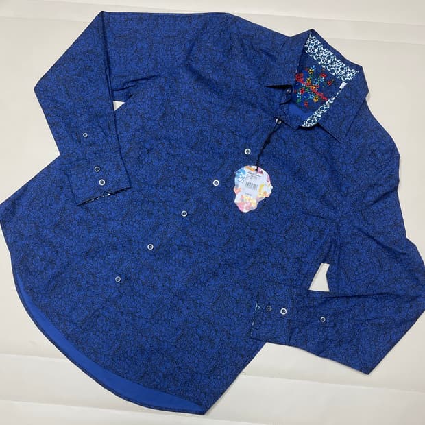 새상품)Robert Graham 남방 셔츠 블루 패턴