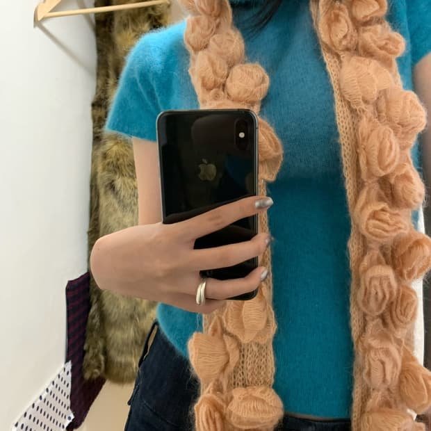 [소피] 앙고라 반팔 목폴라 니트 