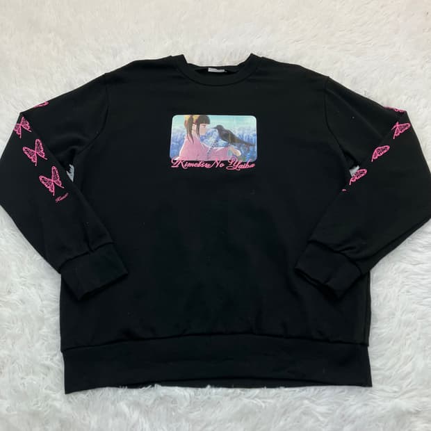 빈티지 블랙 귀멸의 칼날 맨투맨 y2k 스트릿 갸루 펑키 일본빈티지732